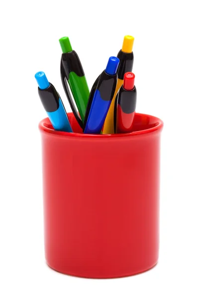Color Ballpoint Pens White Background — Stock Photo, Image