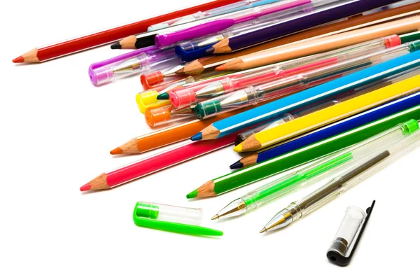 Pencils and pens — Stock Photo, Image