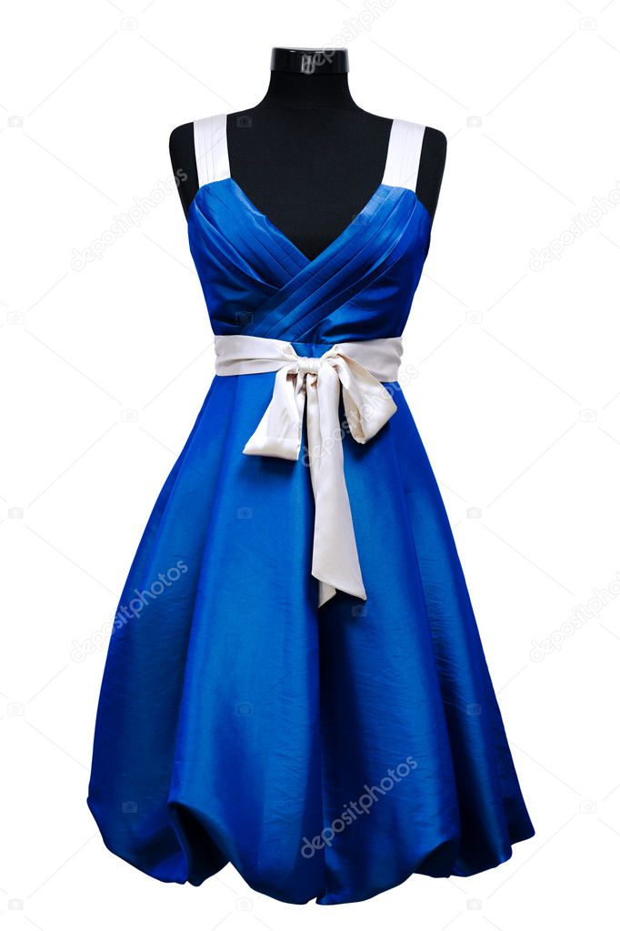 blue female dress on a white background