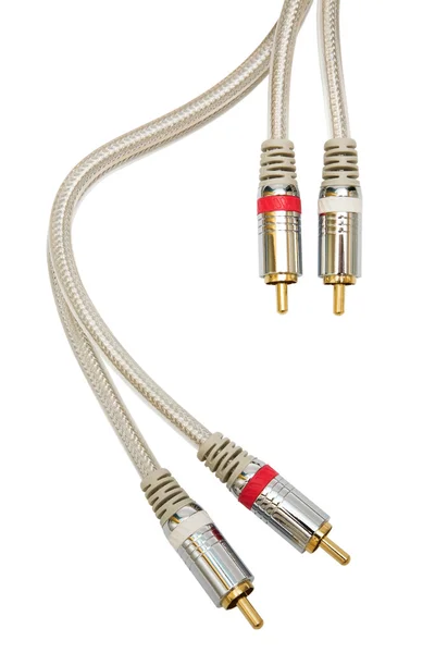 Komponent Kabel Audio Pokryciem Złota — Zdjęcie stockowe