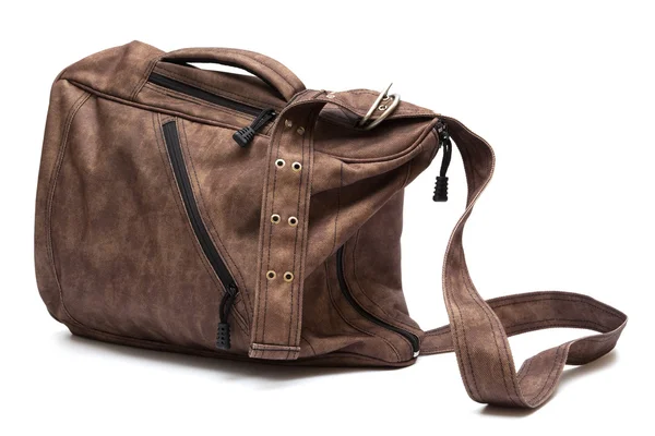 Fashionable Modern Brown Bag White Background — Stock Photo, Image