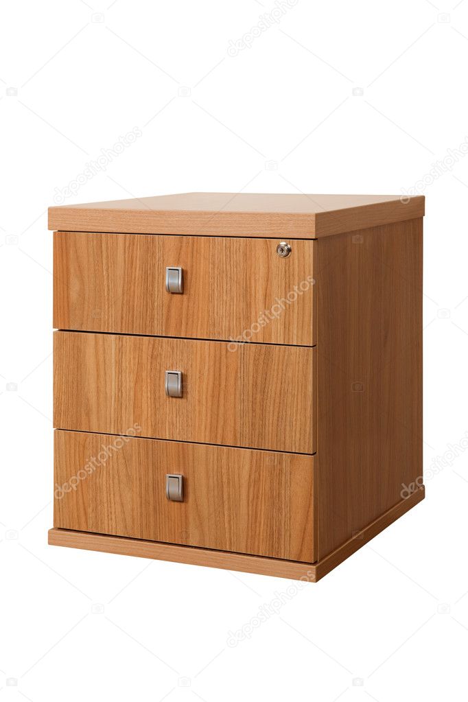 wooden desk cupboard on a white background
