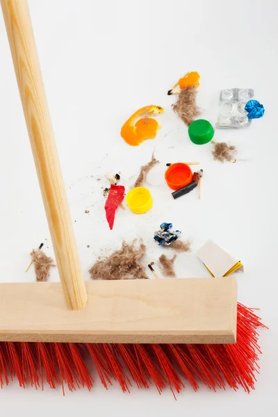 stock image Cleaning the modern red mop mixed trash