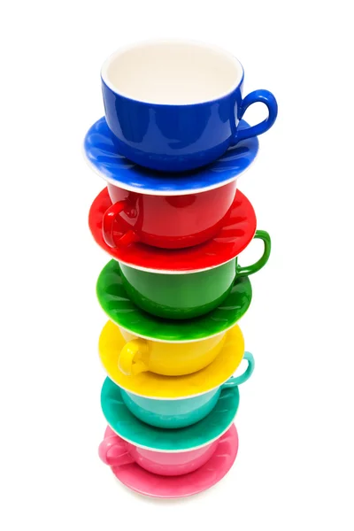 Beautiful Color Cups White Background — Stock Photo, Image