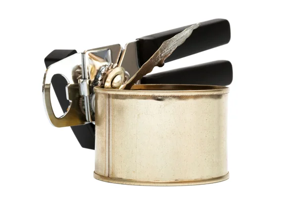 Tin and can opener — Stock Photo, Image