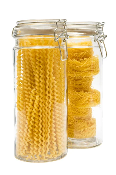 Pasta Glass Jar White Background — Stock Photo, Image