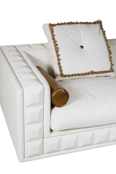 Кожаный белый диван — стоковое фото
