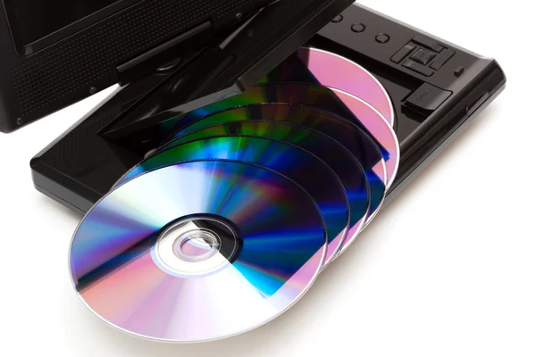 Телевізор з DVD дисками — стокове фото
