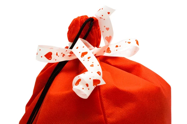 白い背景の上の贈り物の赤いバッグ — ストック写真