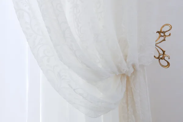 Beautiful Transparent White Curtains Apartment — Stock Photo, Image