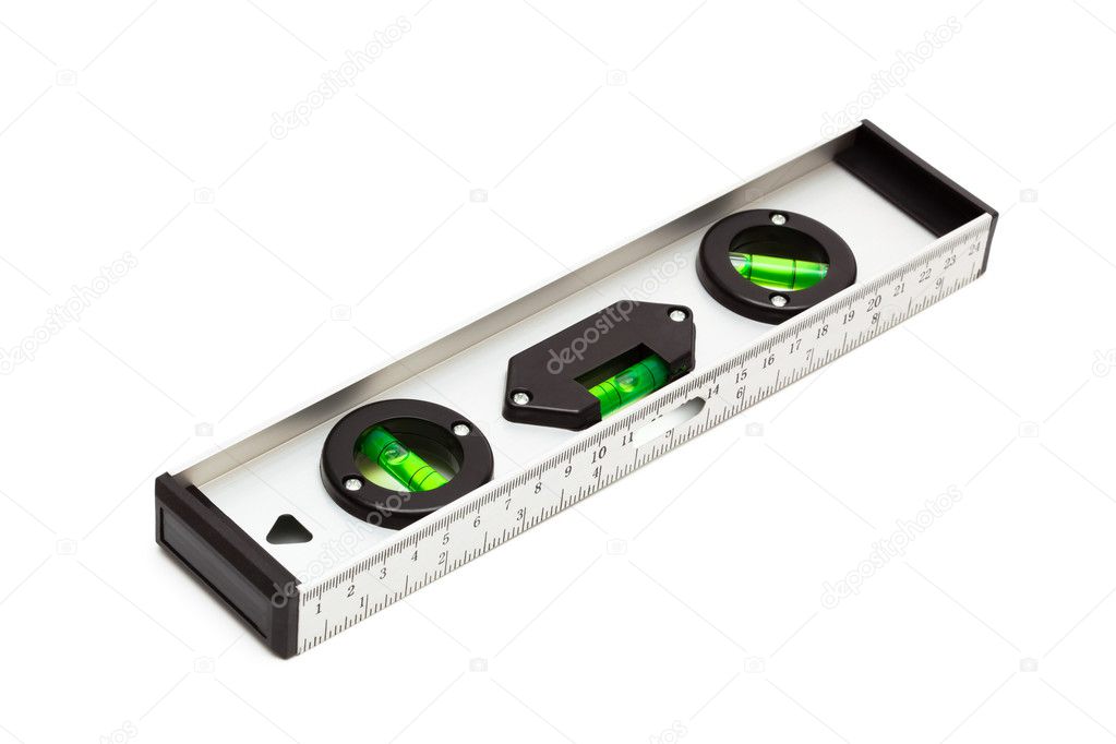 ruler with the level on a white background