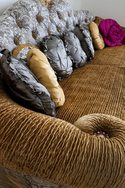 Beautiful Soft Cushions Fashionable Sofa — Stock Photo, Image
