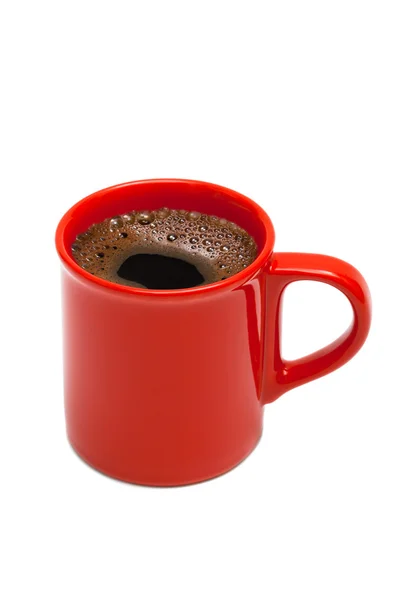 Rode Kop Van Koffie Een Witte Achtergrond — Stockfoto