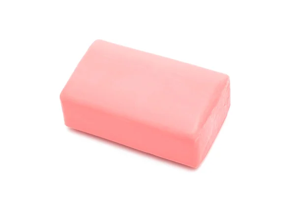 Piece Pink Soap White Background — Stock Photo, Image