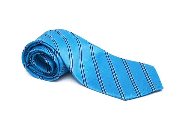 Niebieski Pasiasty Krawat Białym Tle — Zdjęcie stockowe