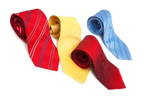 Helle Und Modische Krawatten Auf Weißem Hintergrund — Stockfoto