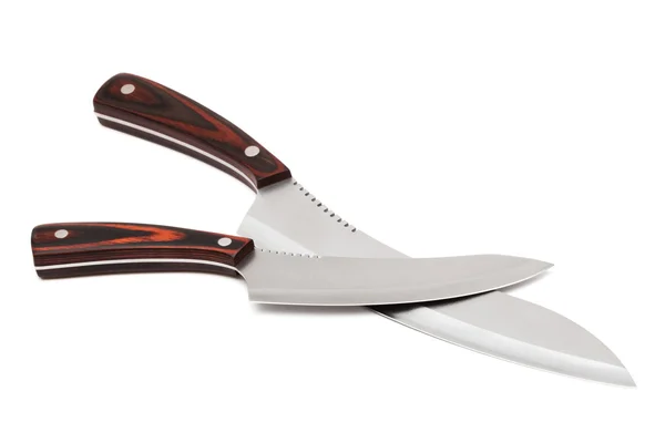 Новые Кухонные Ножи Белом Фоне — стоковое фото