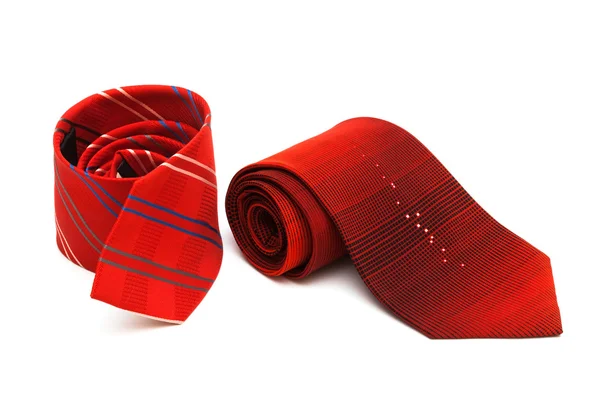 Δύο Κόκκινη Γραβάτα Λευκό Φόντο — Φωτογραφία Αρχείου