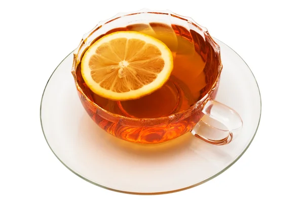 Taza de vidrio con té — Foto de Stock