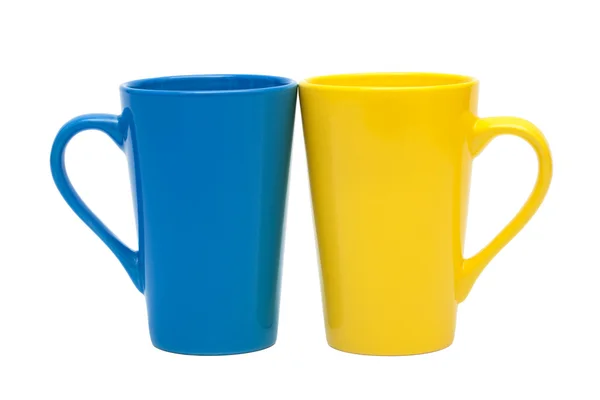 Gul och blå mugg黄色と青のマグカップ — Stockfoto