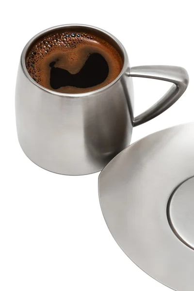 stock image Coffee in a metal mug