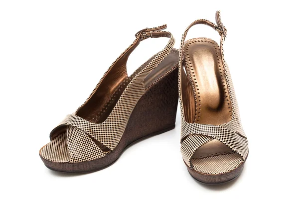 Hnědé ženské boty — Stock fotografie
