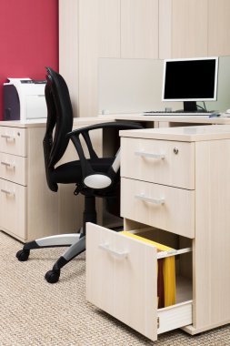 Workstation with a computer clipart