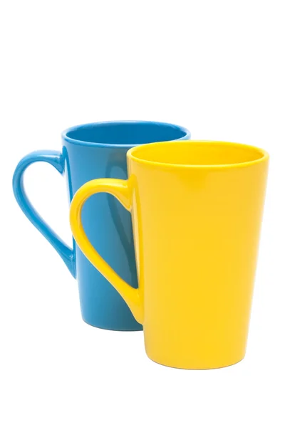 Gul och blå mugg黄色と青のマグカップ — Stockfoto