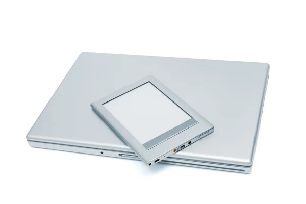 Laptop and e-book — Stock Photo, Image