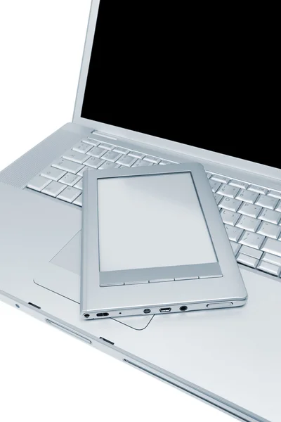 Laptop and e-book — Stock Photo, Image
