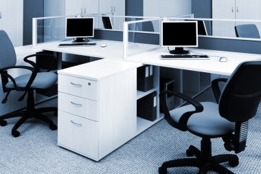 Computers on the desks clipart