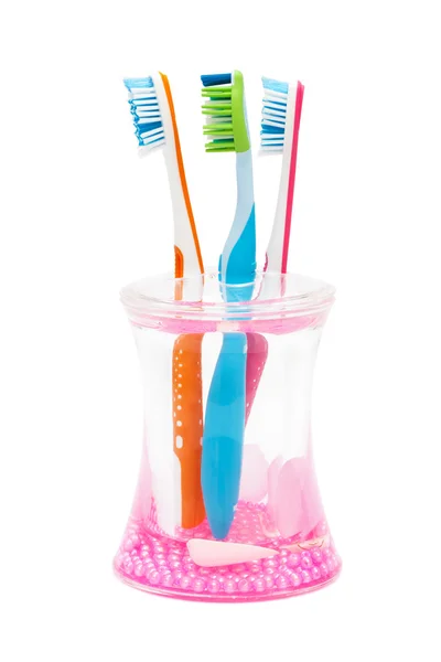 Üç yeni diş fırçaları — Stok fotoğraf