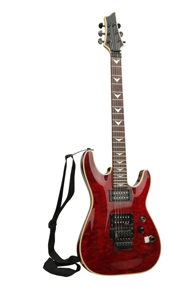 Red Electric Guitar White Background — Stock Photo, Image