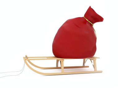 Sleigh red bag isolated on a white background clipart