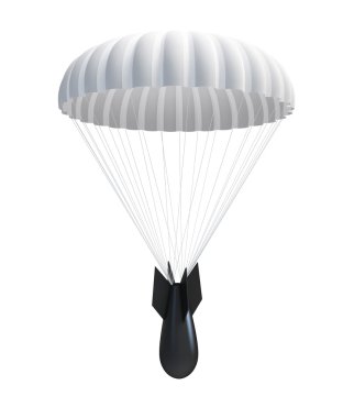 Falling bomb on parachute clipart