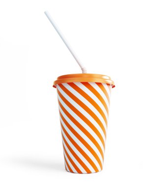 Plastic cup and straw clipart