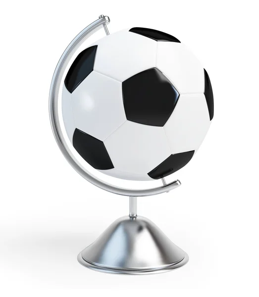 Bola de futebol em uma base de aço — Fotografia de Stock