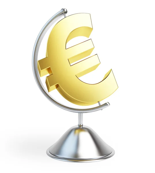 Golden Euro sigh on a steel base — Stock Photo, Image