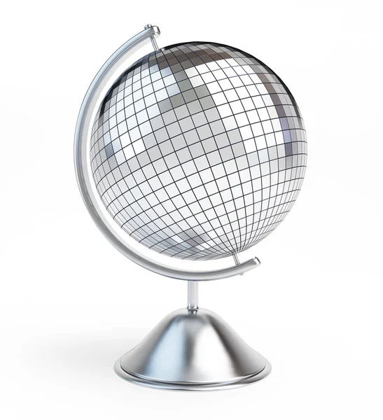 Globe en acier sur fond blanc — Photo
