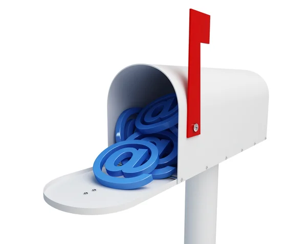 Caixa de correio eletrónico sobre fundo branco — Fotografia de Stock