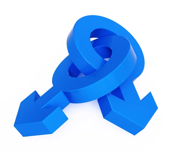 Två 3d blå mars symboler — Stockfoto