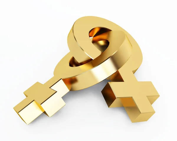 Dwa złote Wenus symbole 3d — Zdjęcie stockowe