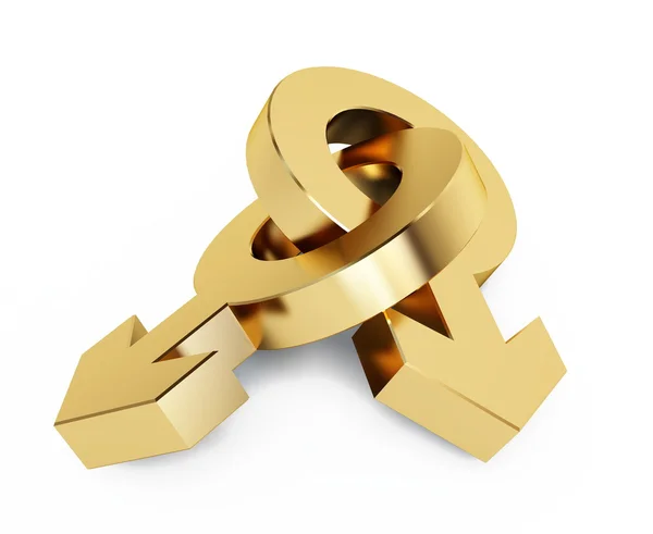 Two 3D golden mars symbols — Stock Photo, Image