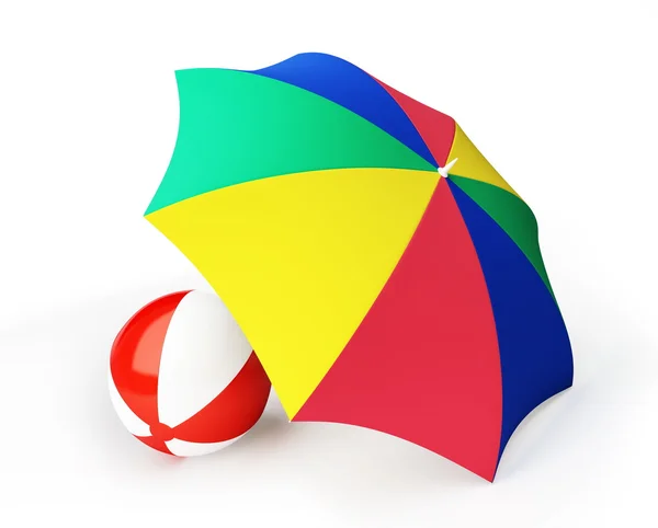 Piłka plażowa parasol plaża — Zdjęcie stockowe