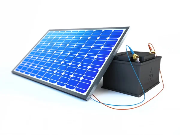 Solarmodul lädt die Batterie — Stockfoto