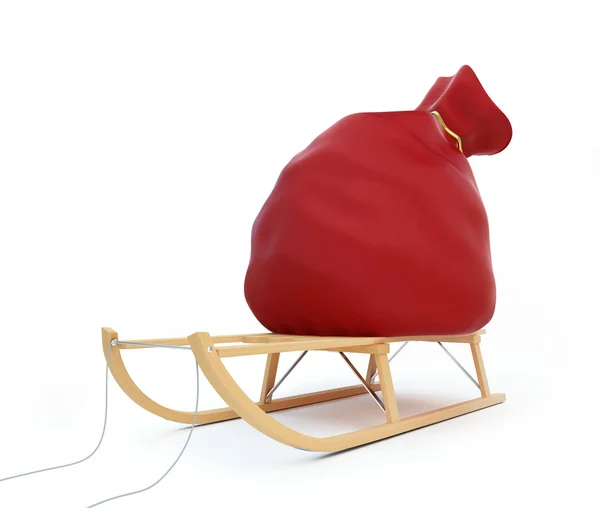 Sleigh saco vermelho — Fotografia de Stock