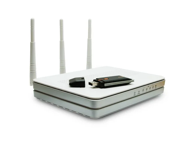 Roteador Wi-fi sobre fundo branco — Fotografia de Stock
