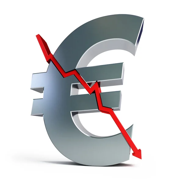 Signo del euro se agrieta — Foto de Stock