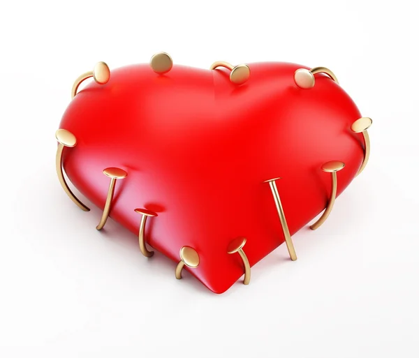Hjärta guld naglar — Stockfoto