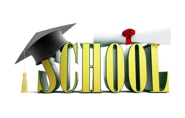 Skolan och avläggande av examen cap — Stockfoto